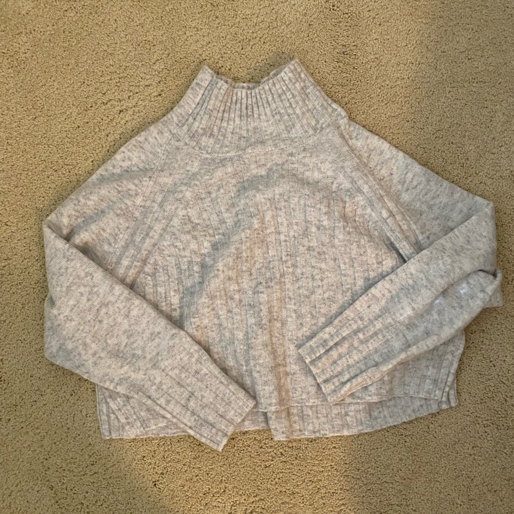 Topshop cropped funnel turtleneck in grey marl